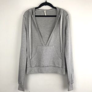 LF Emma & Sam || Deep V High Stretch Heather Grey Knit Hoodie Size Small